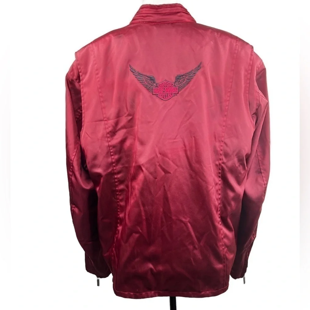 Harley Davidson Women's Burgundy Motorcycle Biker Jacket - Picture 1 of 16